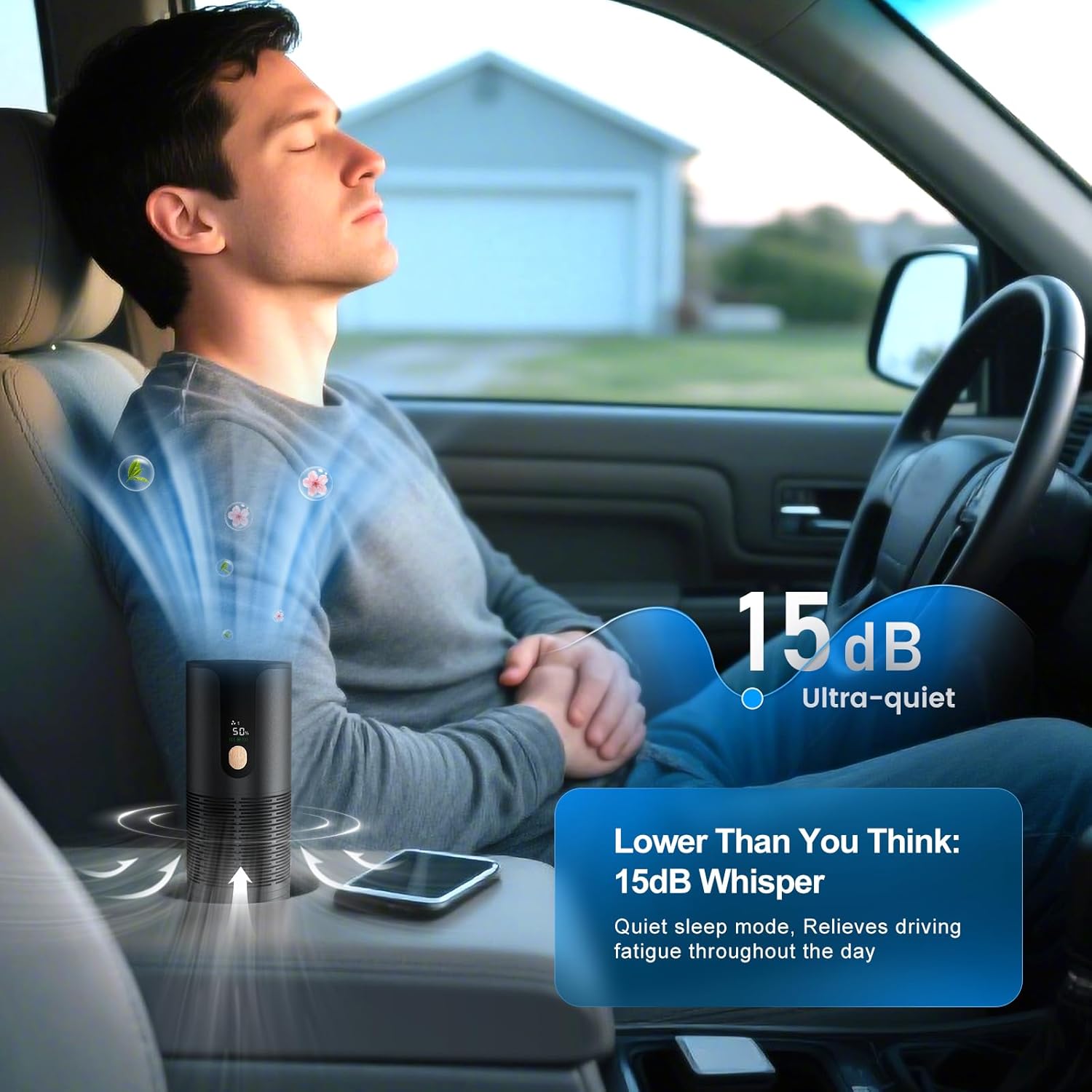 Mini purificador de aire para coche, silencioso, portátil, pequeño, negro - 3