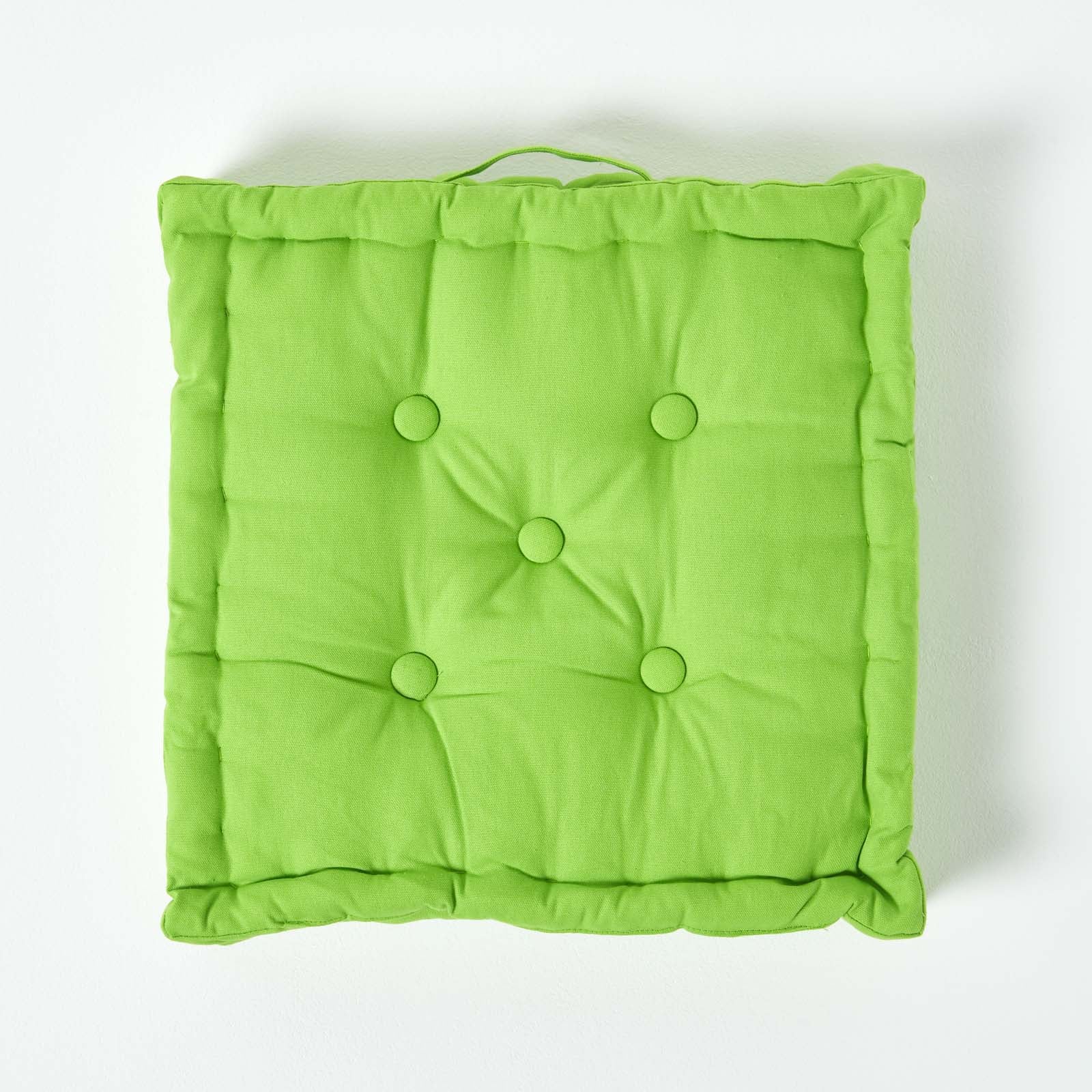 Homescapes Coussin de sol - Vert Citron Uni - 40 x 40 cm - 3