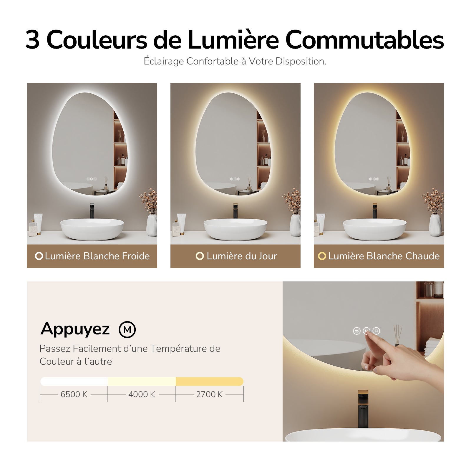 EMKE specchio rotondo bagno LED retroilluminato, diametro