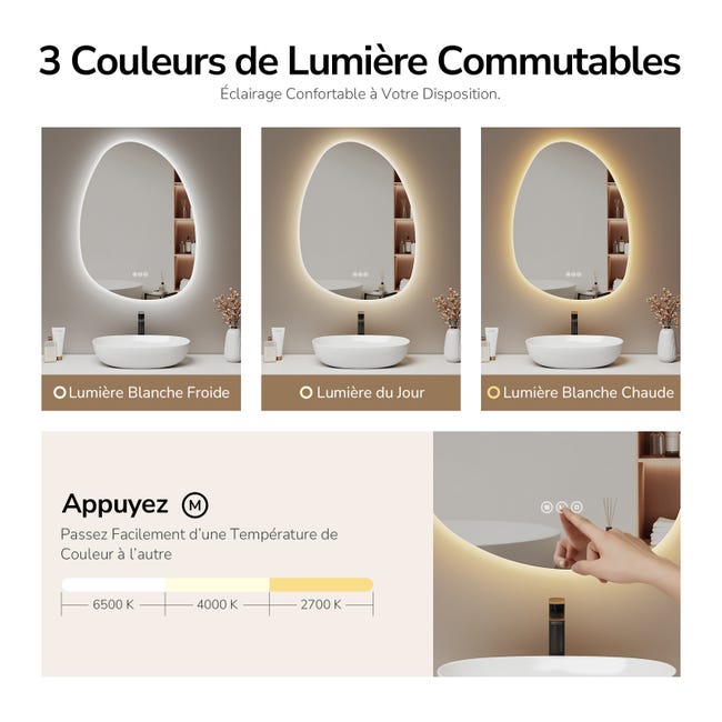 EMKE specchio rotondo bagno LED retroilluminato, diametro EMKE specchio rotondo bagno LED retroilluminato, diametro