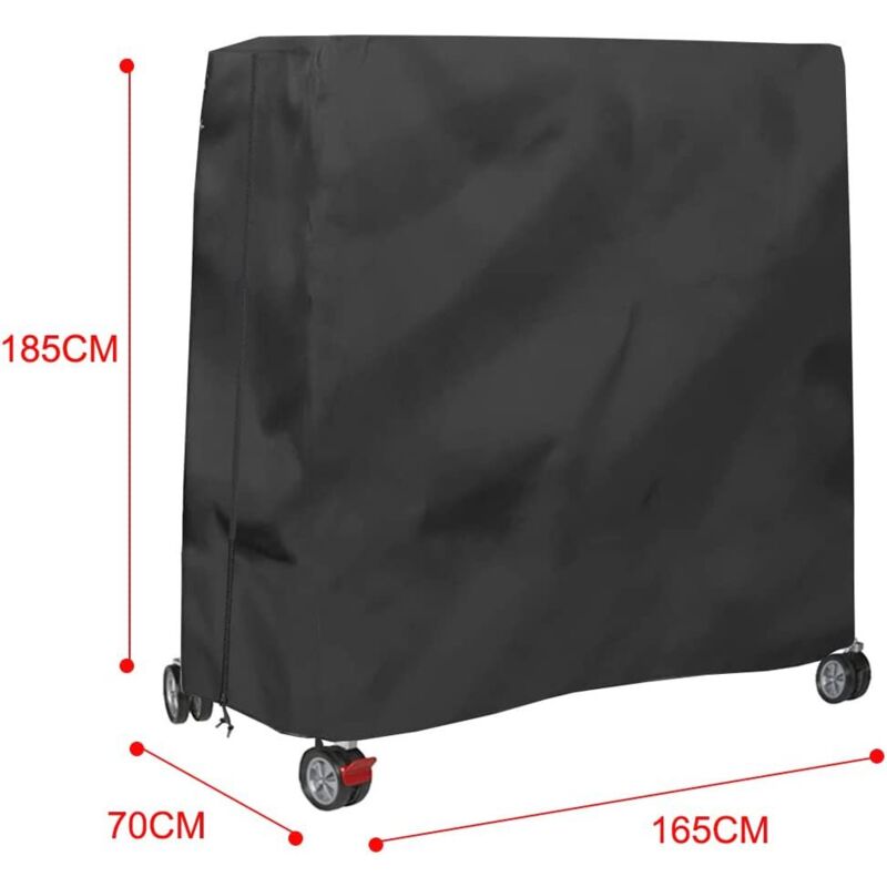 Pokrowiec na stół do tenisa stołowego, wodoodporny i pyłoszczelny, do użytku na zewnątrz, czarny, 165x70x185 cm