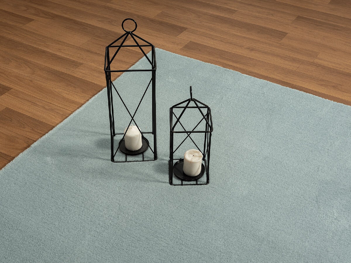 the carpet Relax tapis moelleux à poils courts, dessous antidérapant, lavable à 30 degrés, super soft, aspect fourrure, Bleu, 120 cm - 4