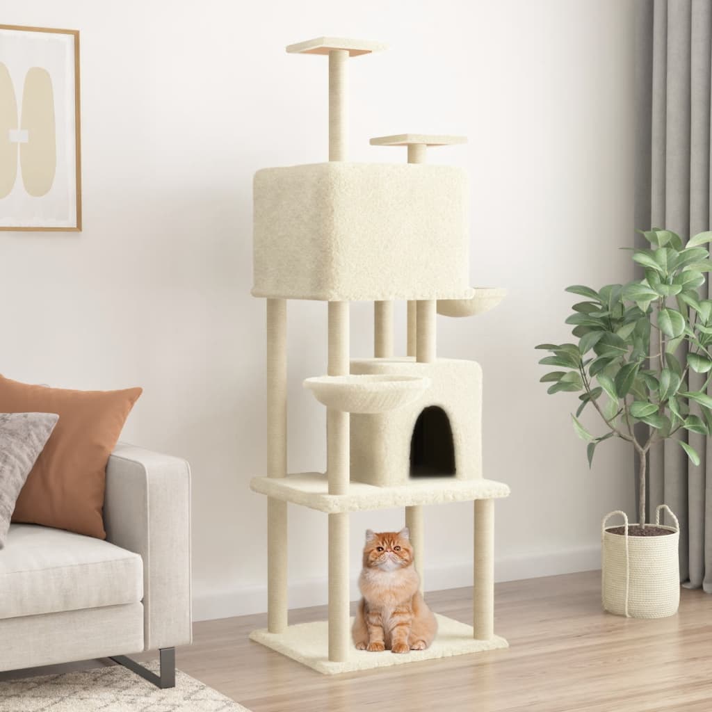 Maison Exclusive - Arbre à chat avec griffoirs en sisal Crème 180 cm ...