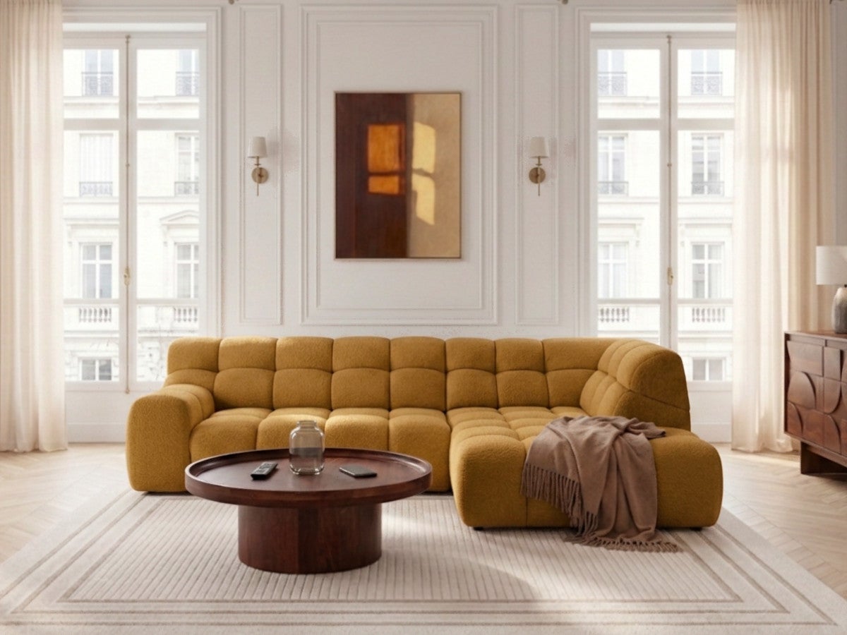 Canapé d'angle L convertible avance-recule électrique ANDRE tissu ...
