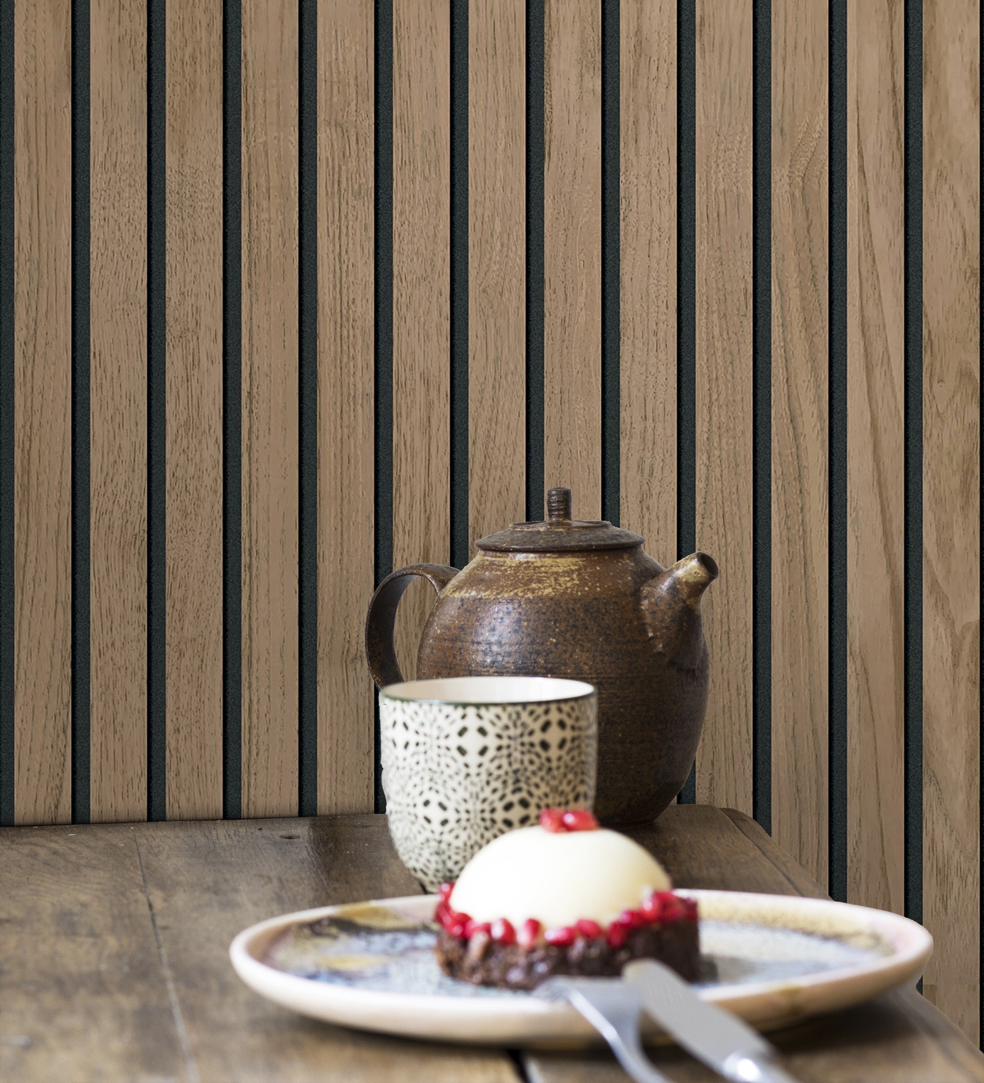 Papier peint en lattes de bois naturel imitation panneau à lames - Oak Orbit 682814 de GAULAN - Rouleaux de 10 m x 0,53 m - 3