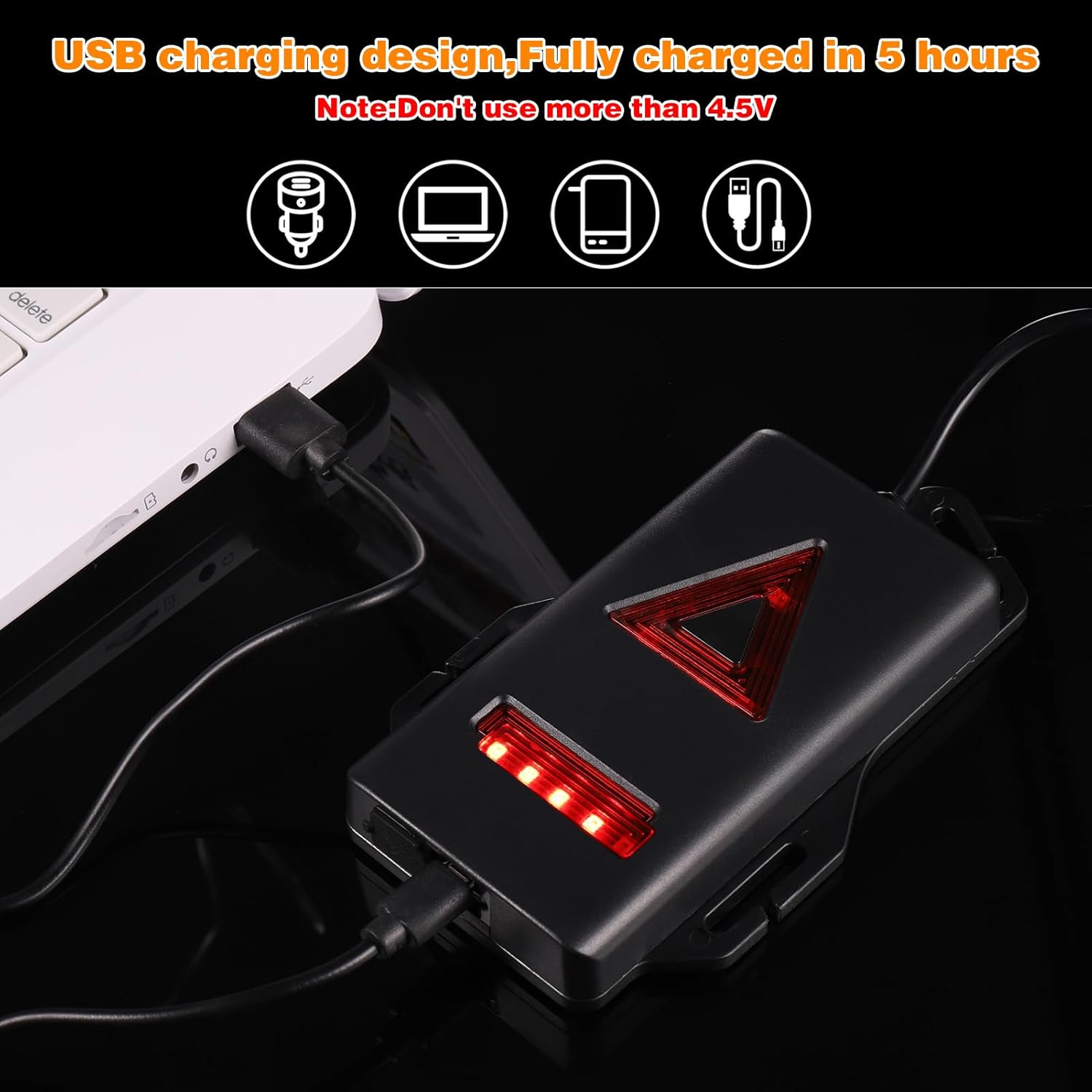 Lampe de Poitrine Rechargeable 3 Modes - Éclairage LED Réglable pour Running, Jogging, Randonnée et Sports Extérieurs - 5