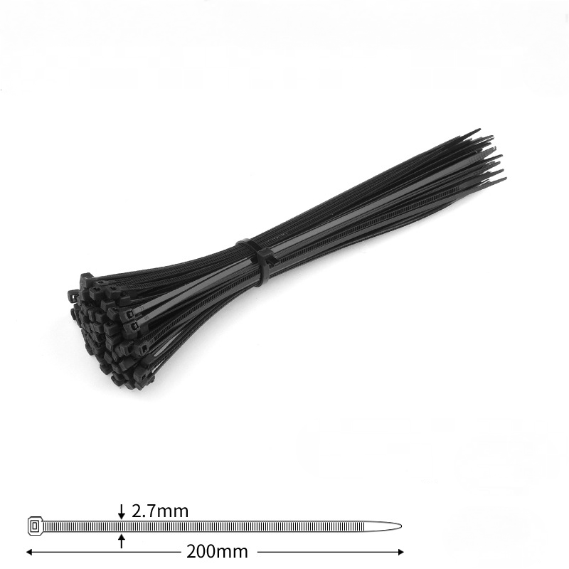 100 pièces Collier de Serrage 200 mm x 2,7 mm, Professionnelles Attache Câble, Serre Câbles Nylon, 200mm, Noir, Lot de 100 Pièces - 2
