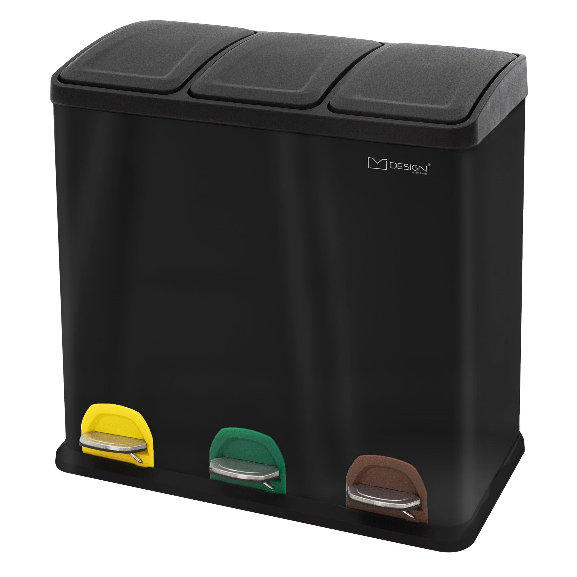 Pattumiera Differenziata Homra Maxer 60L - 3 Scomparti Da 20L Con Pedale, Acciaio Inox E Nero - Foto 2