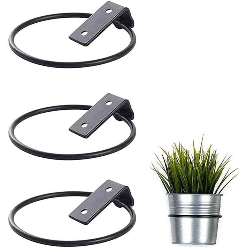 Set de 3 suporturi metalice pliabile pentru ghivece de flori, montate pe perete, 17,5x15x6,2 cm 3buc