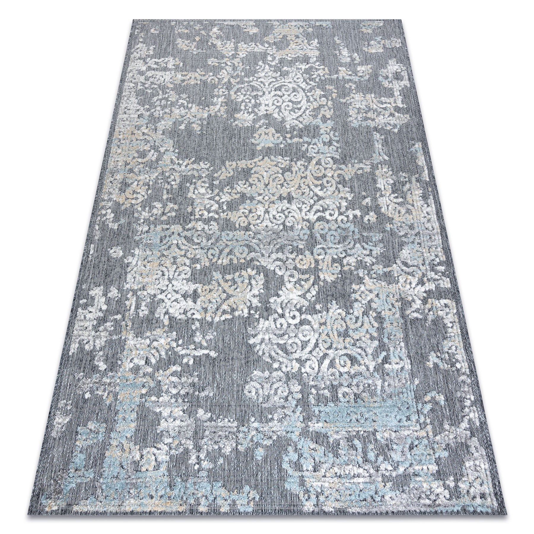 Dywan Strukturalny SOLE D3812 Ornament - płasko tkany szary / beż 200x290 cm