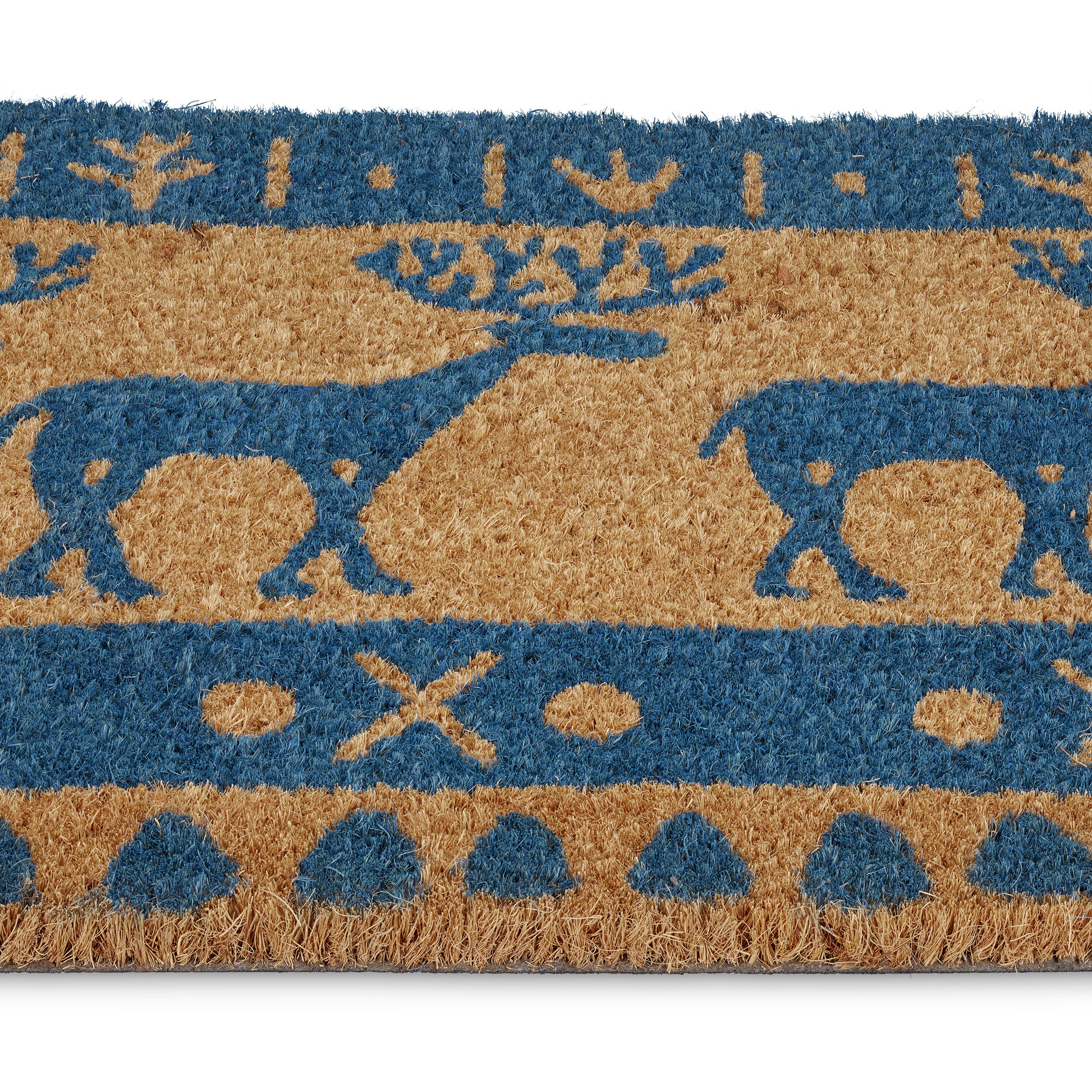Relaxdays Paillasson coco, Noël, renne, 60x40 cm, tapis d’entrée pour intérieur et extérieur, antidérapant, bleu/nature - 6