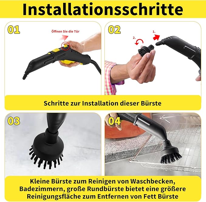 Nordun Lot de 8 brosses de nettoyage à vapeur pour Kärcher SC1 SC2