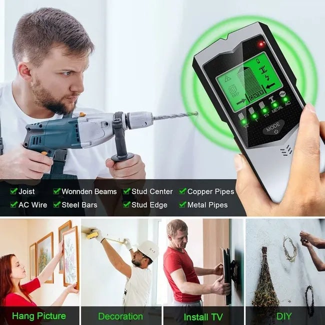 Detector de pared cinco en uno, detector de metales portátil (manual en inglés) negro y plateado，171*70*35mm - 4