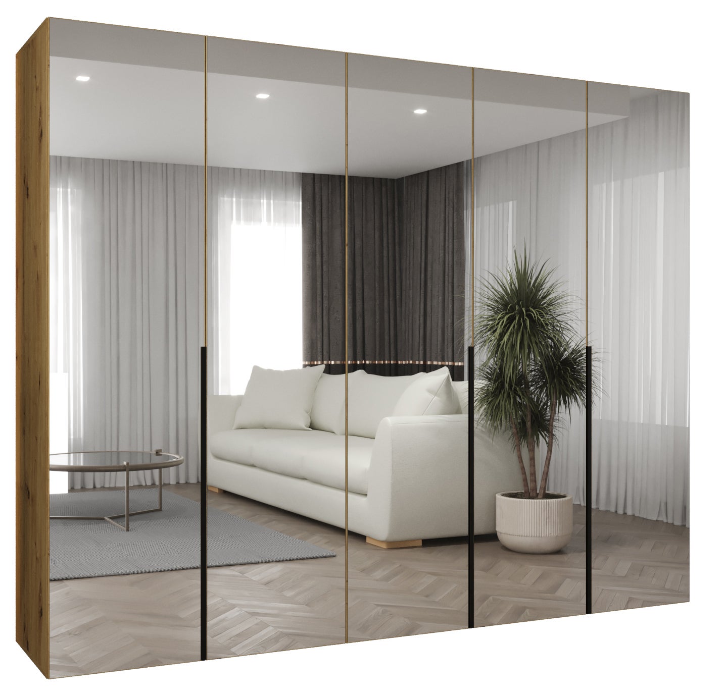 Szafa uchylna otwierana Alicante 3 250 x 52 x 202 cm artisan + u. czarny Abiks Meble