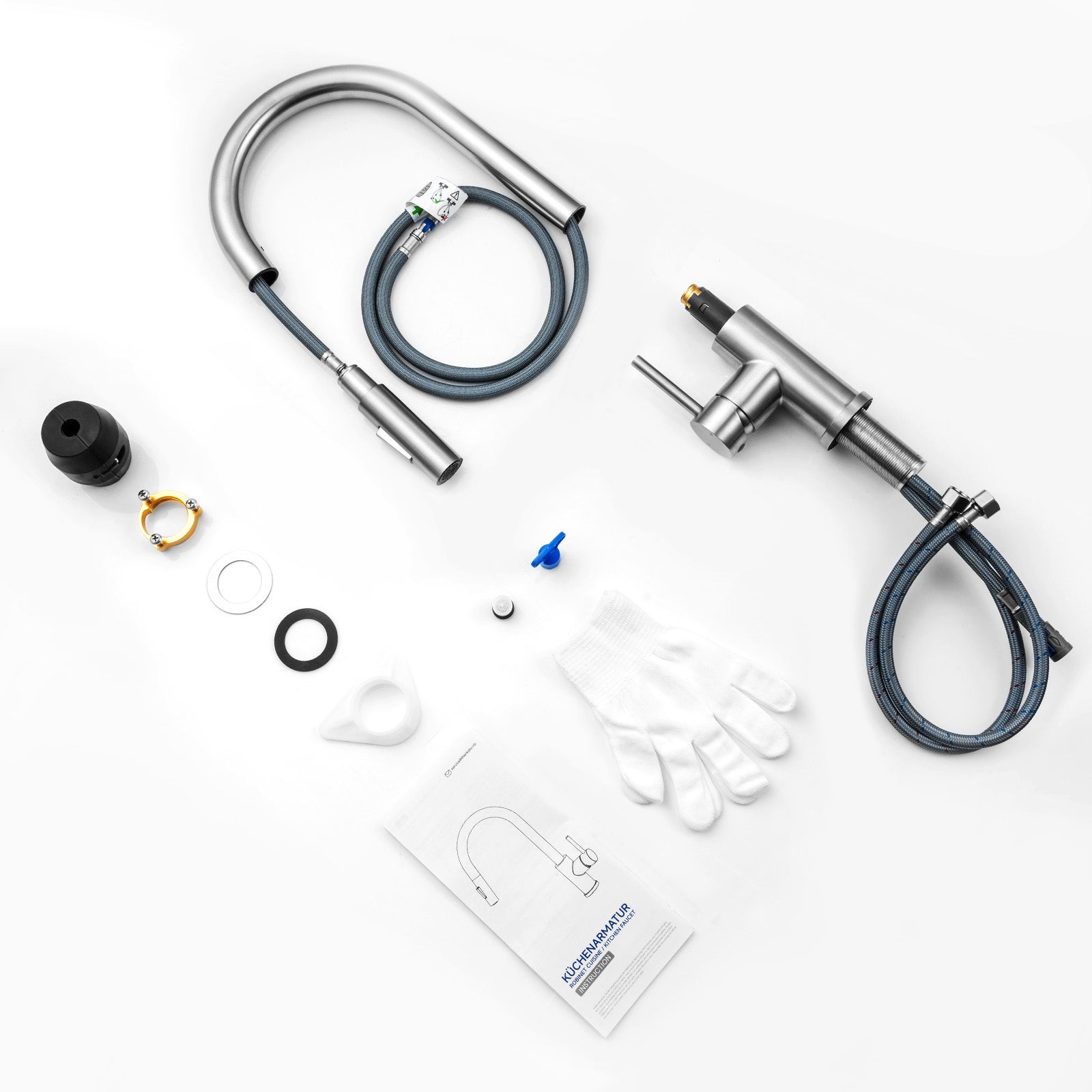 Mitigeur de Cuisine avec Douchette Extractible Robinet de Cuisine avec 2 Types de Jet D'eau Robinet d'évier en Inox Brossé - 9