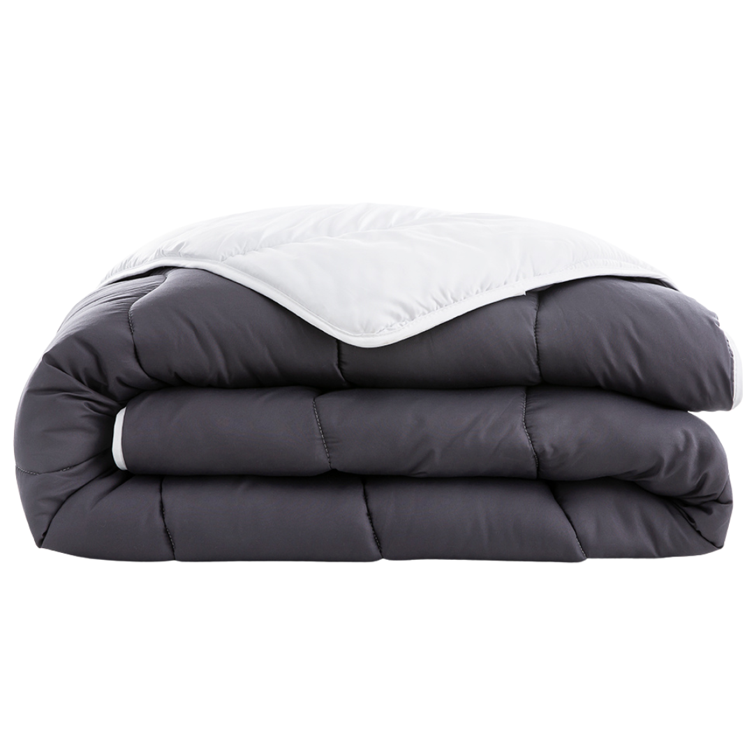 Couette tempérée 220 x 240 cm bicolore polyester gris et blanc - 2