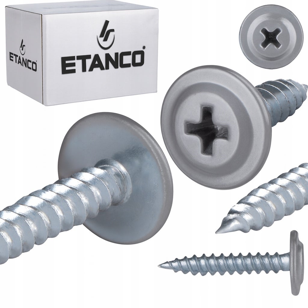 Wkręty podkładkowe Etanco do drewna 4,2x25mm, RAL9006 GM-S 250szt.