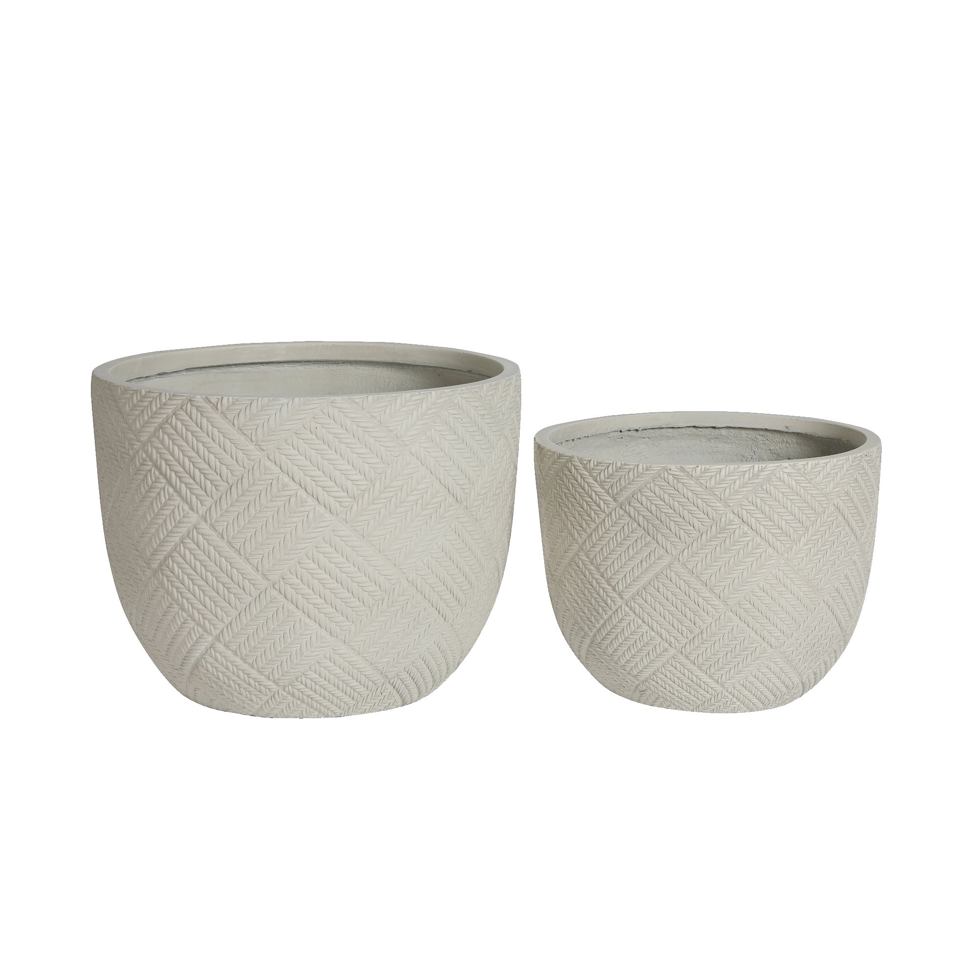 Grand pot de fleur extérieur lot de 2 jardinière ronde avec drainage 37x28cm et 45x35cm en béton gris - 8