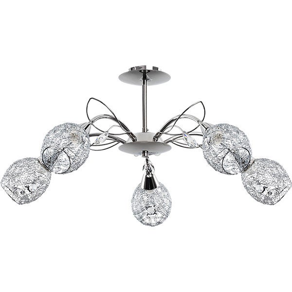 Lampa sufitowa wisząca Marlena chromowana przezroczysty 5xE14x10W dekoracyjna wym: 37 x 70 x 70 cm metal Alfa