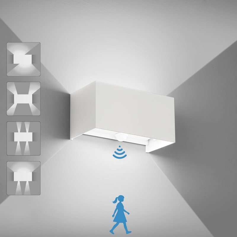 Kinkiet z zimnym białym światłem 24W, wodoodporny zewnętrzny kinkiet LED, regulowany kąt świecenia - z czujnikiem ruchu