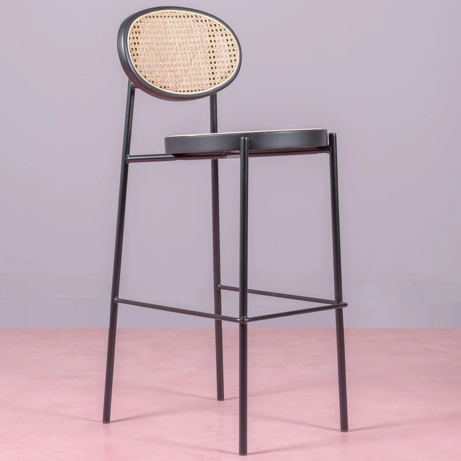 Taburete vintage con diseño clásico en ratán natural - north - nest dream - negro