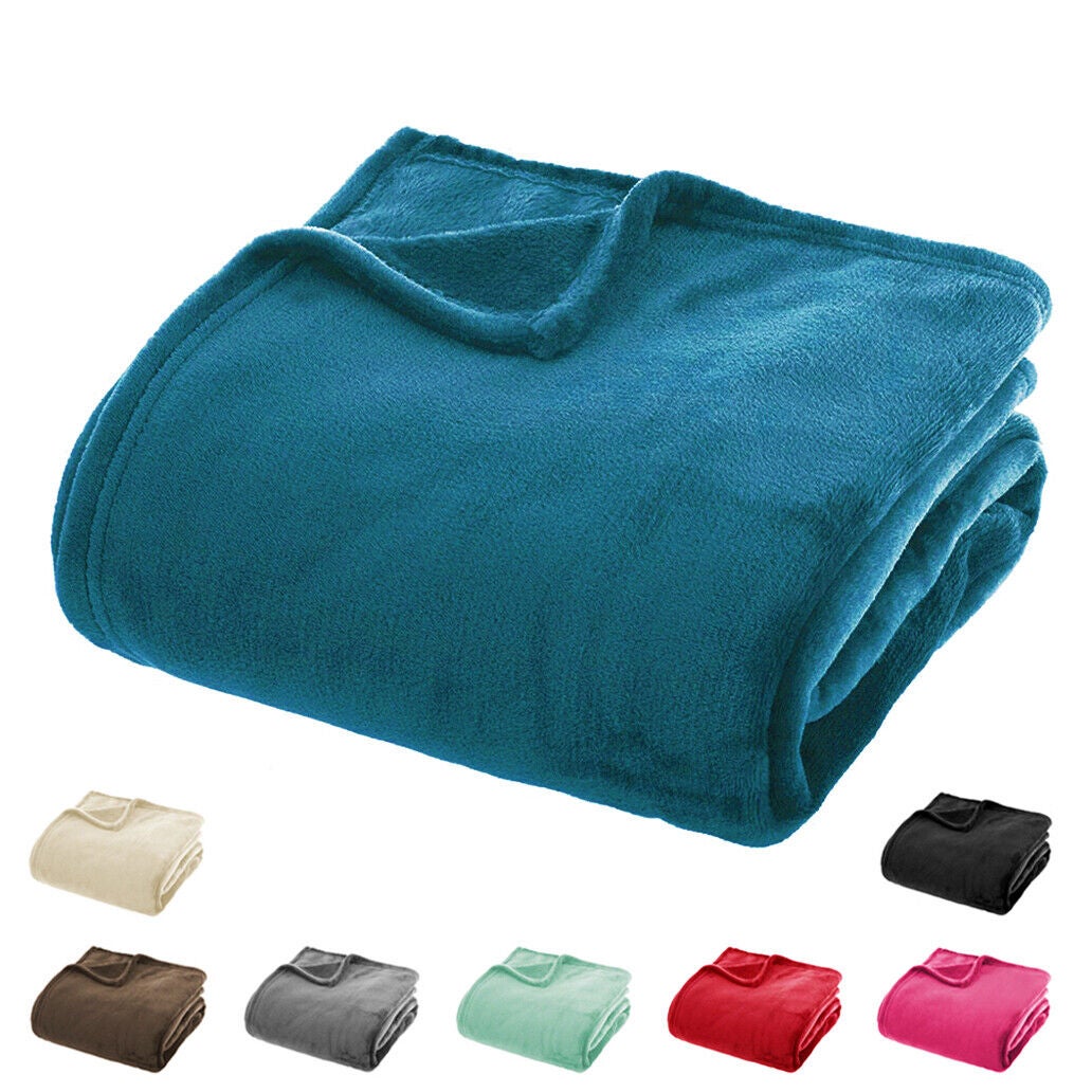 Plaid Très Doux Couleur Unie Couverture Chaud Polaire Lit Canapé Marron 160x210 cm - 2