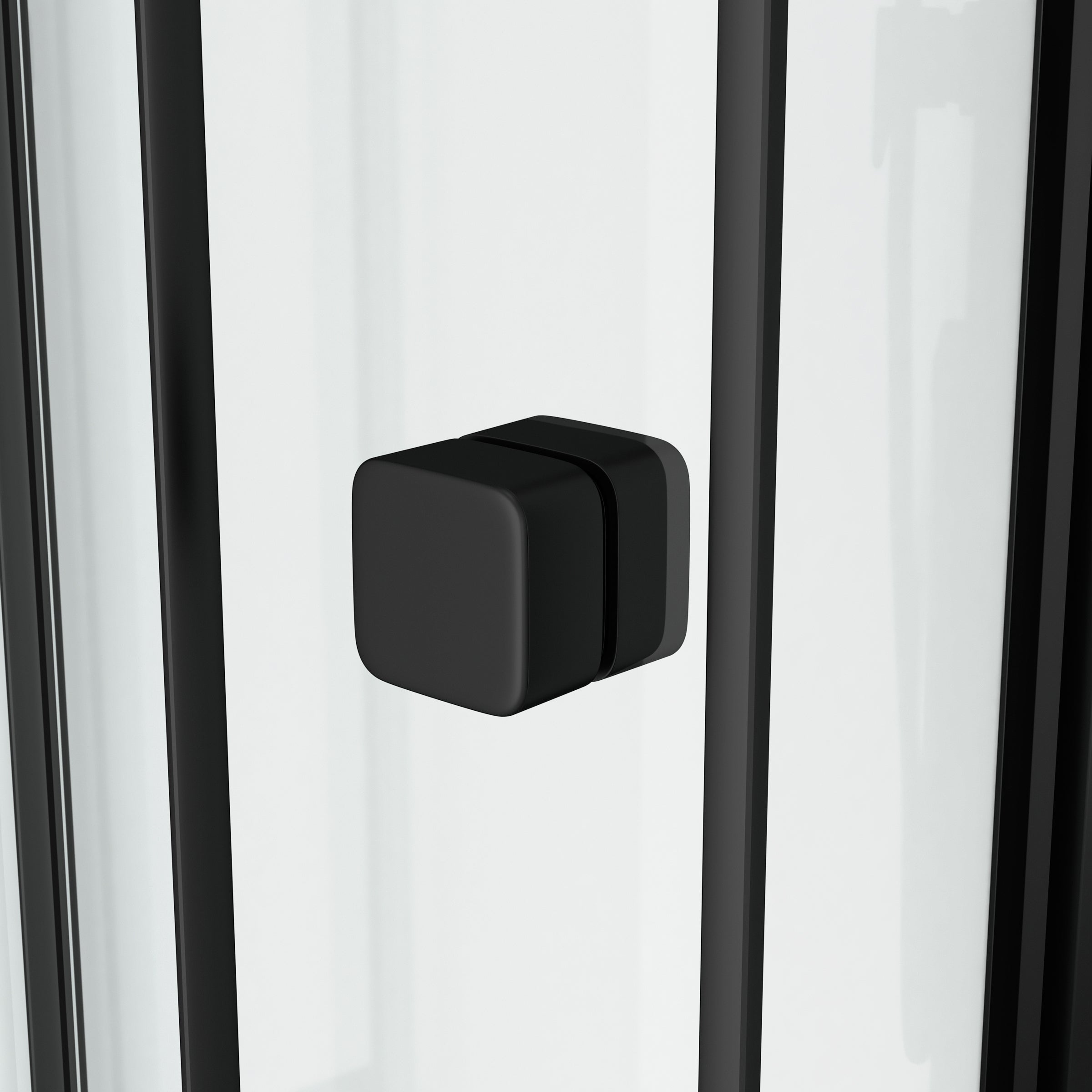 Cabina Doccia Semicircolare 85x85x200cm - Porte Scorrevoli - Pannelli Bianchi e Profili Neri Opachi - 7