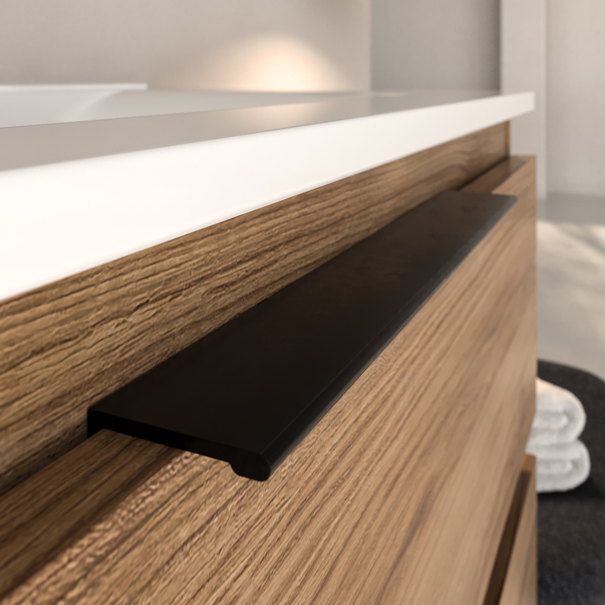 Conjunto Aprilia de mueble y encimera en medida 80 cm, acabado blanco con tirador directivo - 3