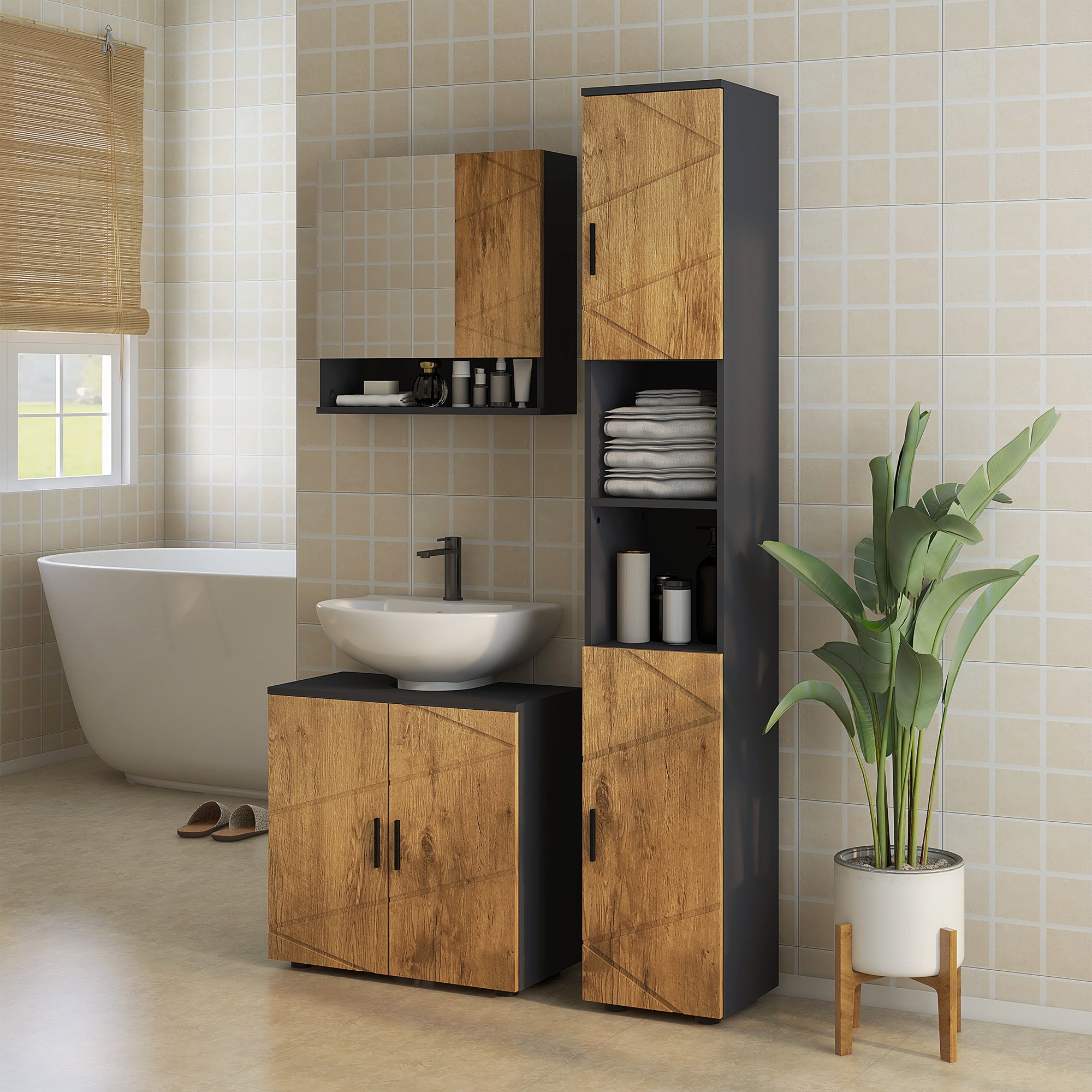 Meuble sous-vasque panneau de particules 2 portes KLEANKIN - 2