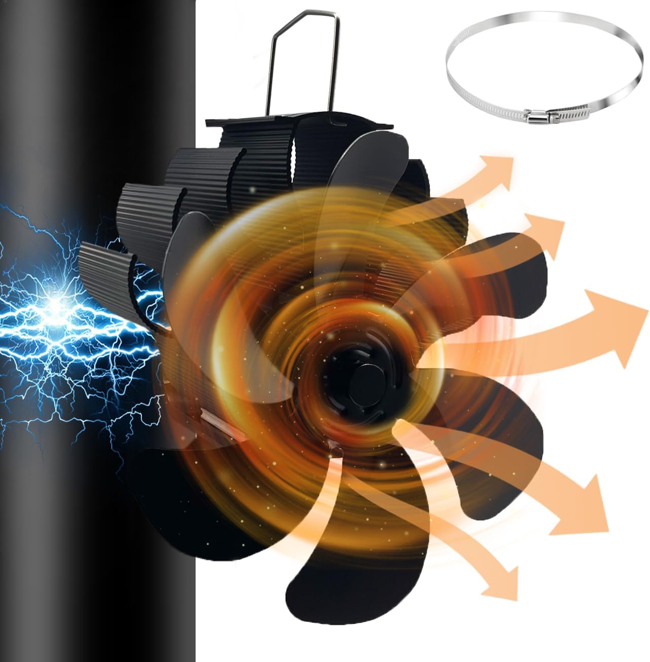 6-łopatkowy magnetyczny wentylator kominkowy bez elektryczności, zasilany ciepłem, ekologiczny do postawienia na kominku