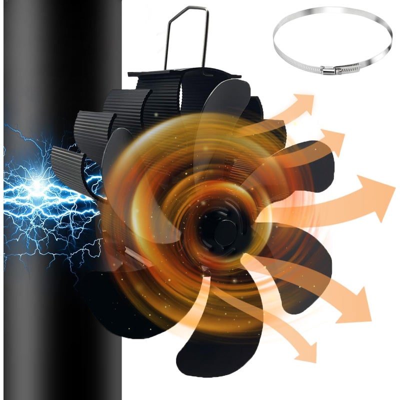 6-łopatkowy magnetyczny wentylator kominkowy bez elektryczności, zasilany ciepłem, ekologiczny do postawienia na kominku