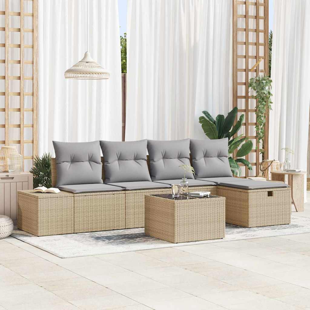 Zestaw Sof z poduszką 5 pcs polirattan vidaXL