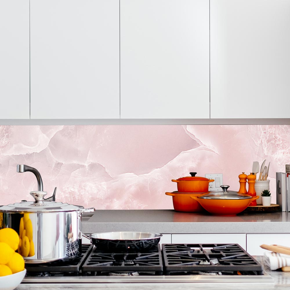 Salpicadero de cocina adhesivo mármol rosa empolvado - 100 x 40 cm
