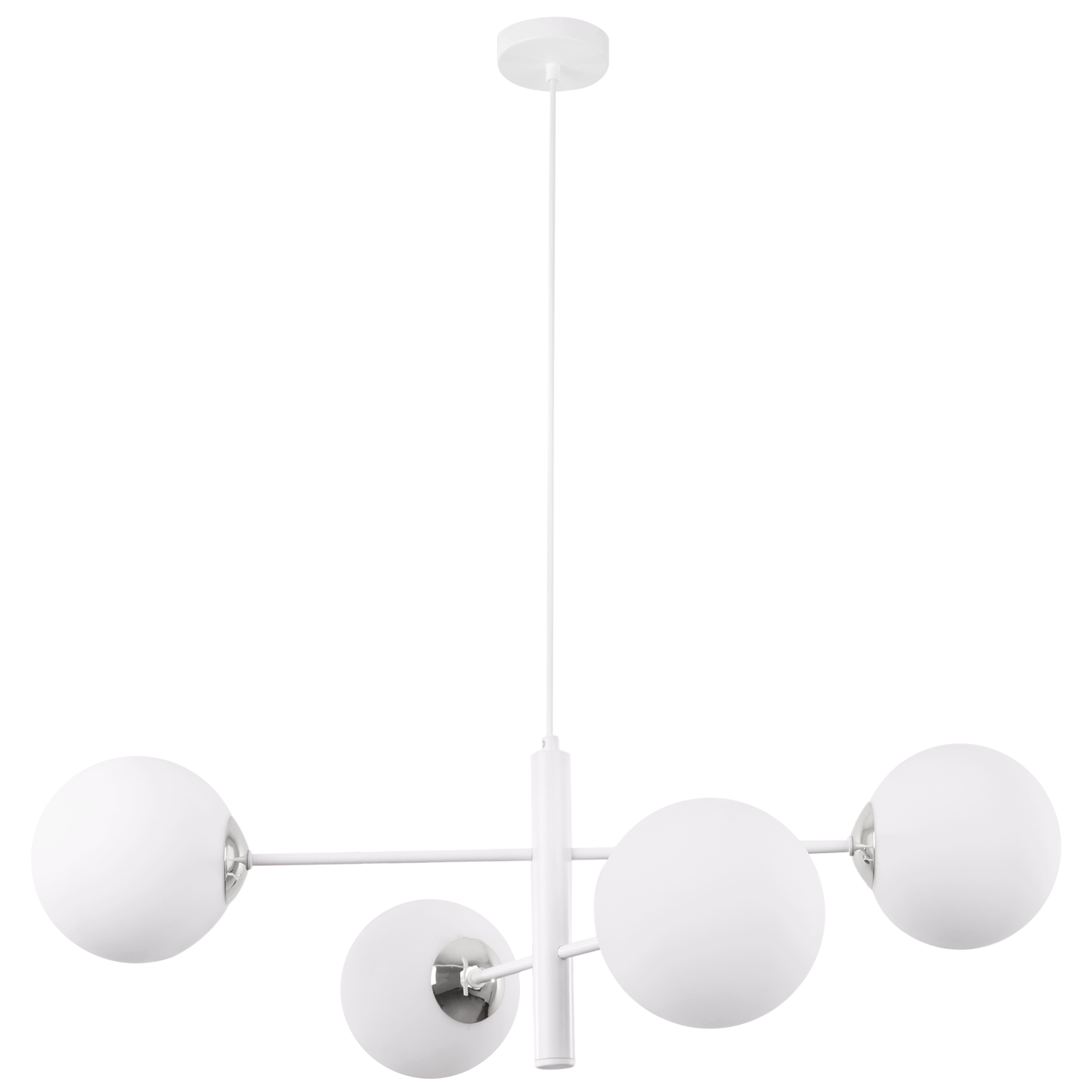 Lampa sufitowa wisząca Vicenza biała glamour 4xE14 klosz kula biała/srebrna Light Home LH