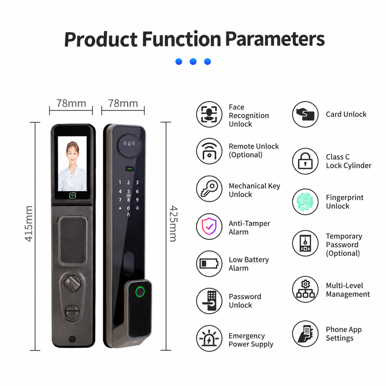 Serrure de Porte Intelligente à Reconnaissance Faciale Numérique avec ...
