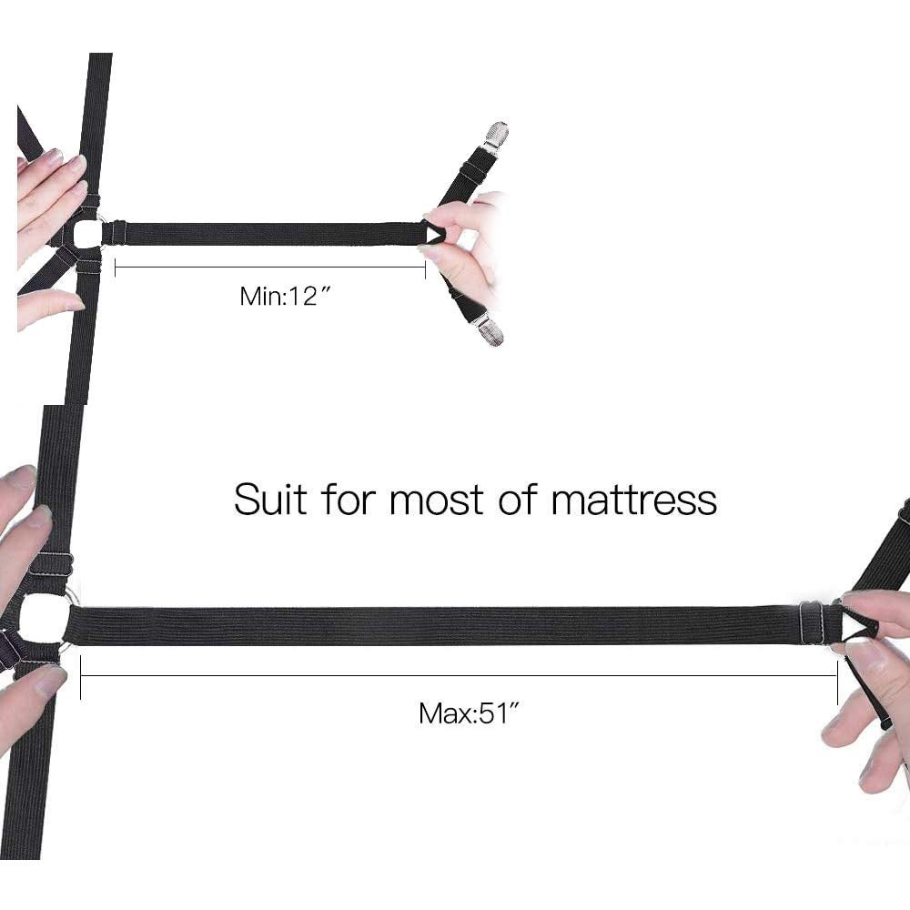 Tendeur Drap Housse Élastique,Réglable 6-Voies Attache Draps Housses,Drap de Lit Attaches,Sangle de Maintien Ajustable pour Tous Les Matelas Ronds - 3