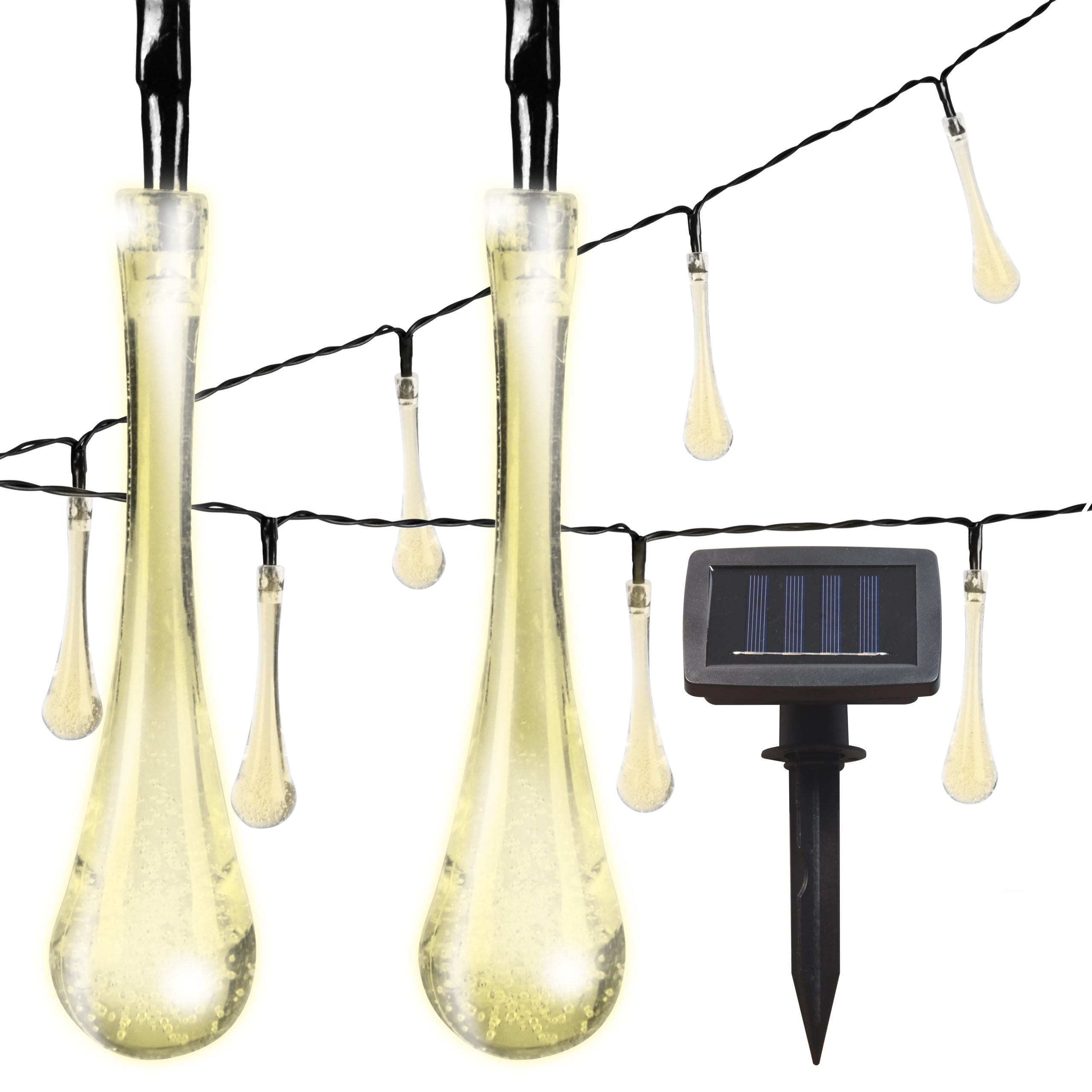 Girlanda LED solarna łezka 20x LED 4,85m 3000K ciepła biel z czujnikiem zmierzchu IP44 MasterLED