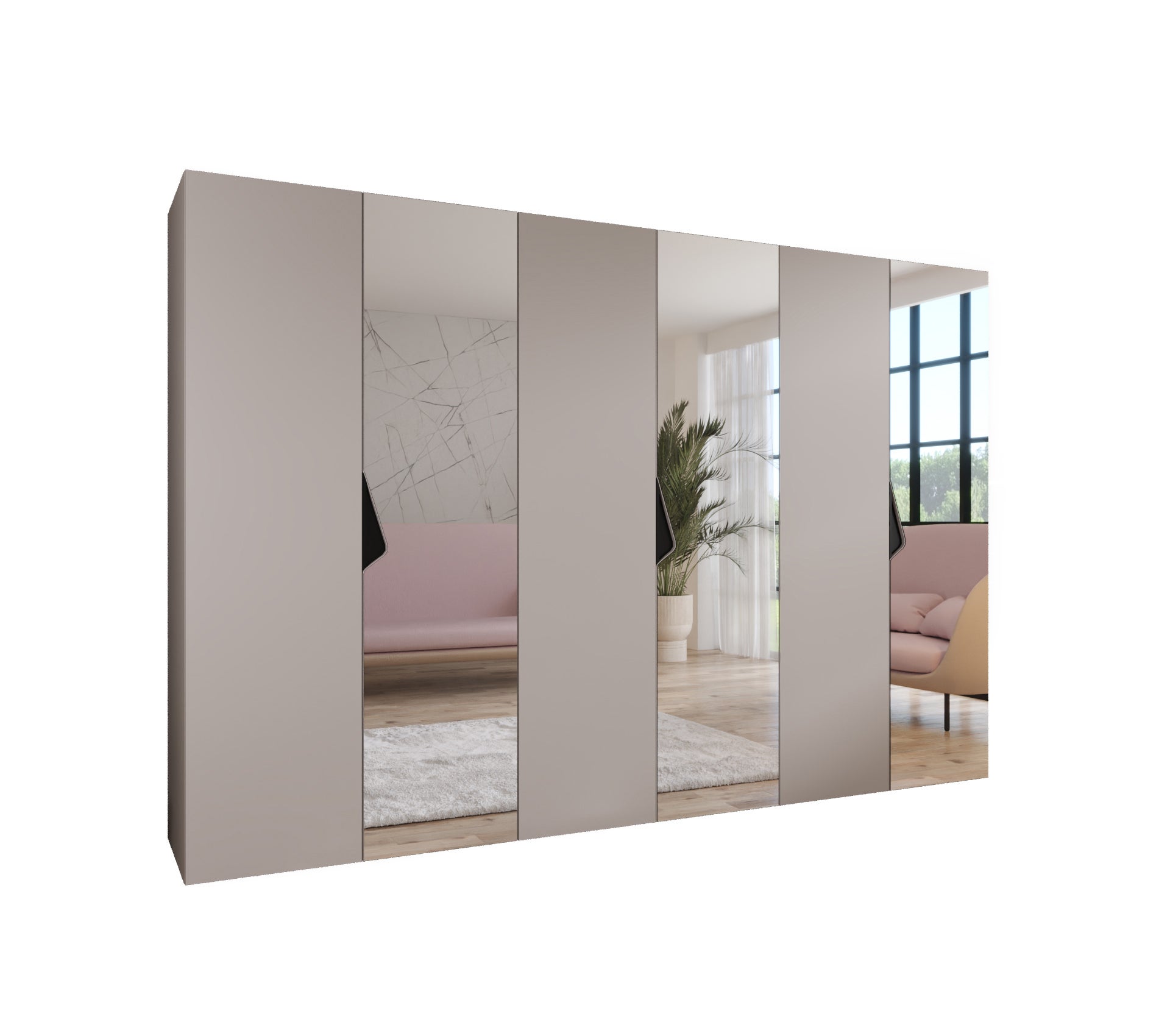 Szafa uchylna otwierana Sandi 2 300 (100x3) x 52 x 202 cm kaszmir + u. Czarny Abiks Meble