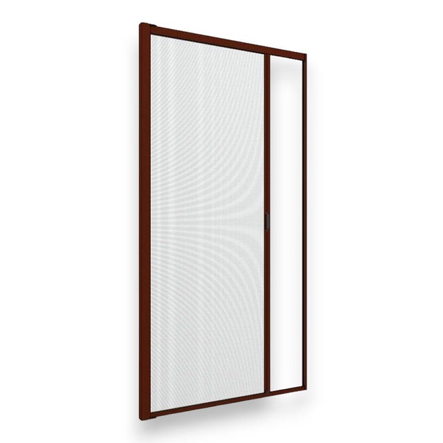 Moustiquaire Enroulable Verticale 100 X 250 Cm – Marron, Avec Pochette De Rangement, Neuve
