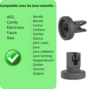 Roues Pour Panier Lave-vaisselle Inférieur Electrolux - Lot De 8, Référence 50286965004 | Compatible Divers Modèles