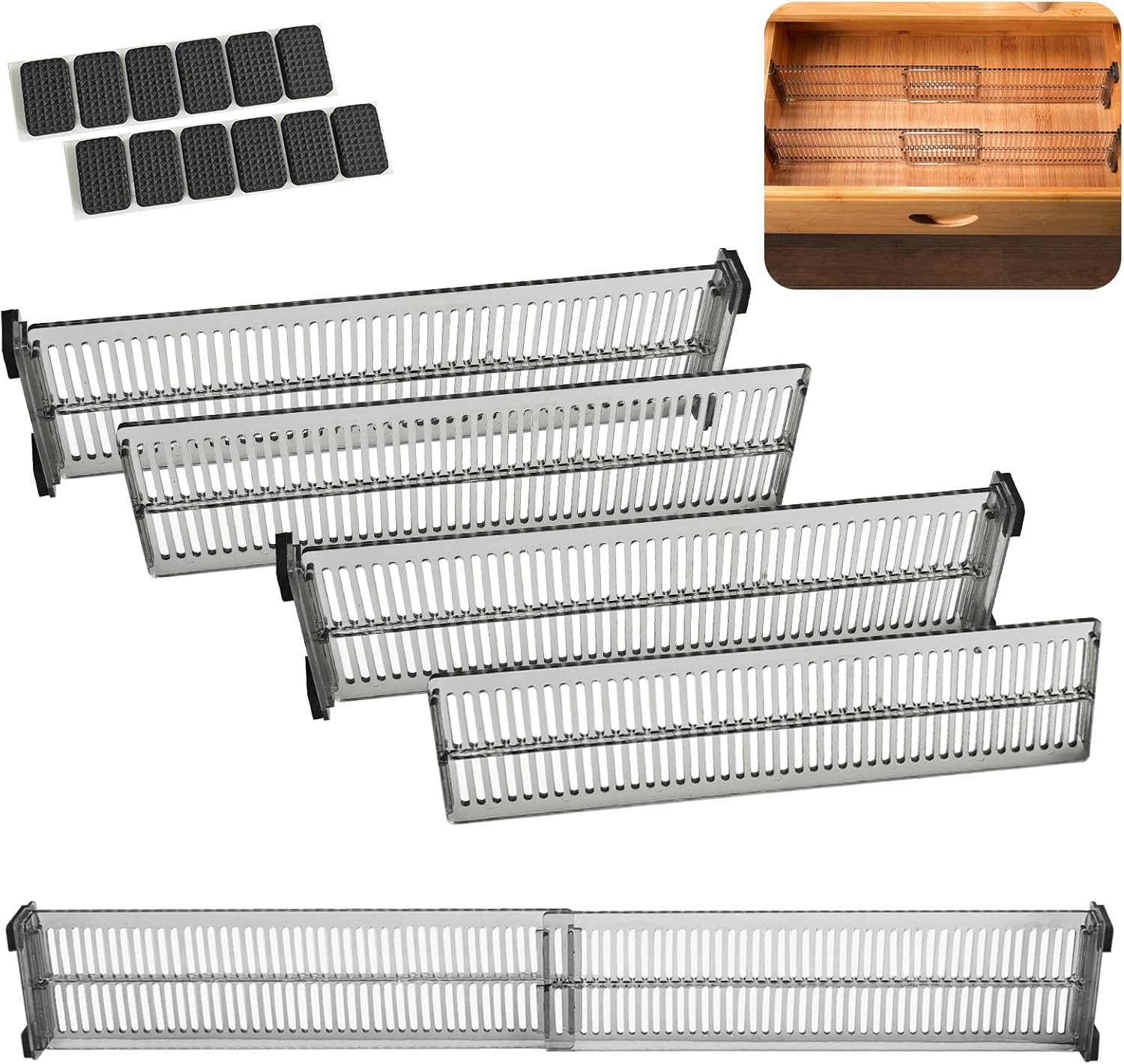 Rangement Modulable Organisateur Tiroir MDesign Lot De 4 - Séparateurs Réglables Gris Pour Cuisine/salle De Bain Séparateur Tiroir Plastique Rangement Modulable Organisateur Tiroir MDesign Lot De 4 - Séparateurs Réglables Gris Pour Cuisine/salle De Bain Séparateur Tiroir Plastique