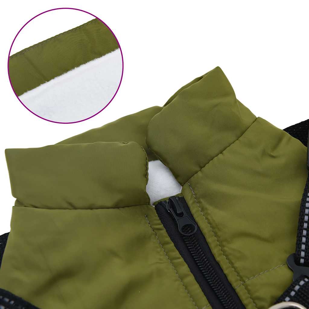 Casaco para cão com arnês impermeável reflexivo M verde militar - 7