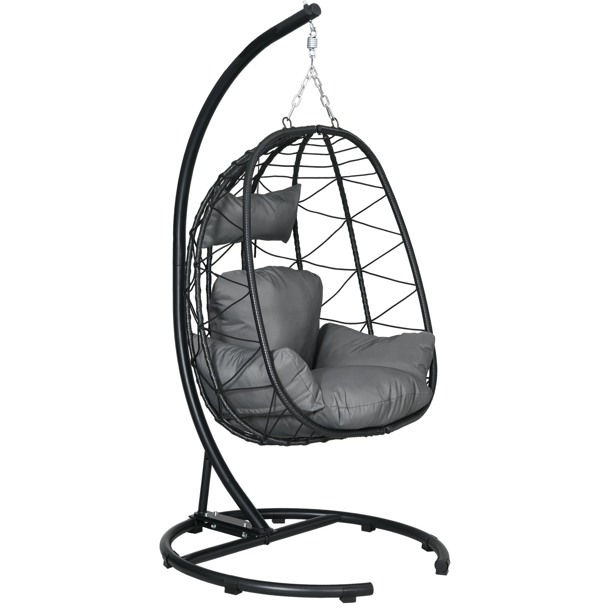 Canapea balansoar cu perne cadru și husă impermeabilă pentru grădină și interior până la 150 kg, Negru, Oțel, 102 x 102 x 195 cm