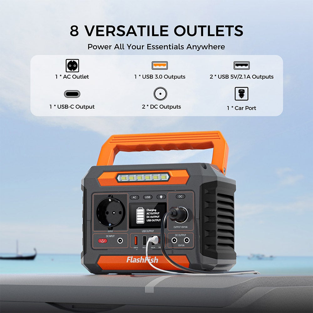 Station d'Énergie Portable Flashfish P66 300W, 231Wh, Onduleur Sinus Pur, Recharge Solaire, Lampe de Secours - 8