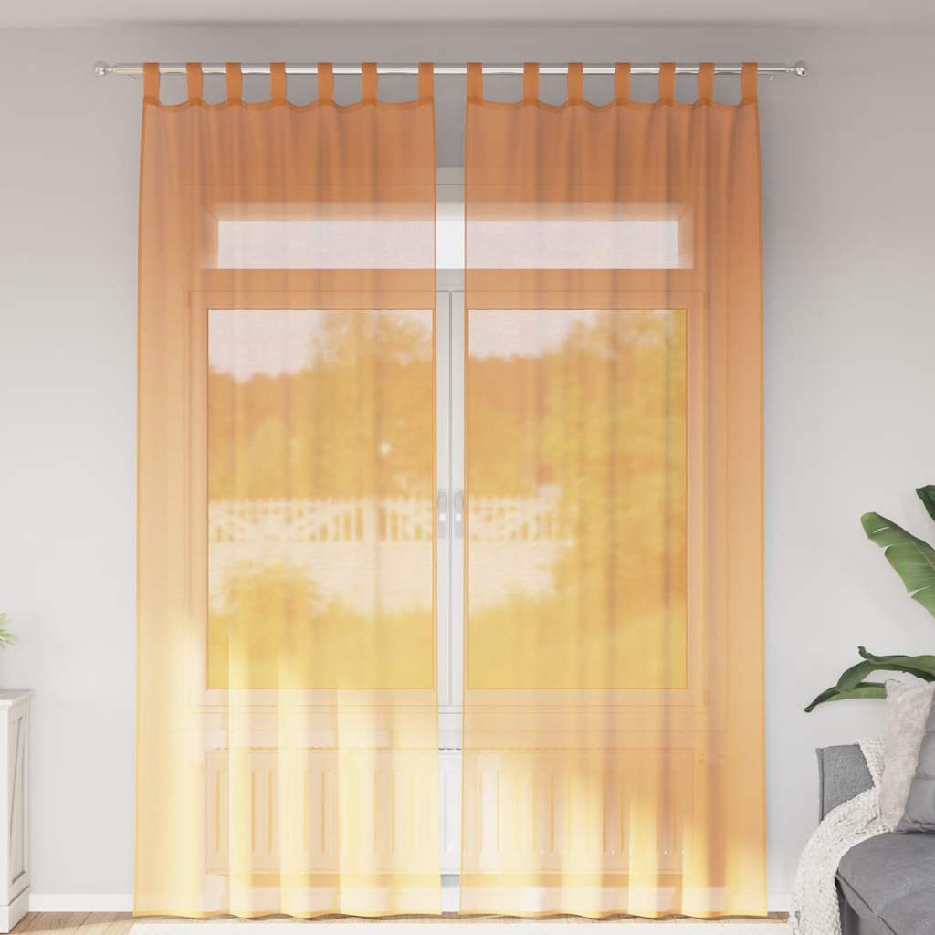 Zasłony woalowe z pętelkami 2 szt. Pomarańczowe 140x260 cm vidaXL