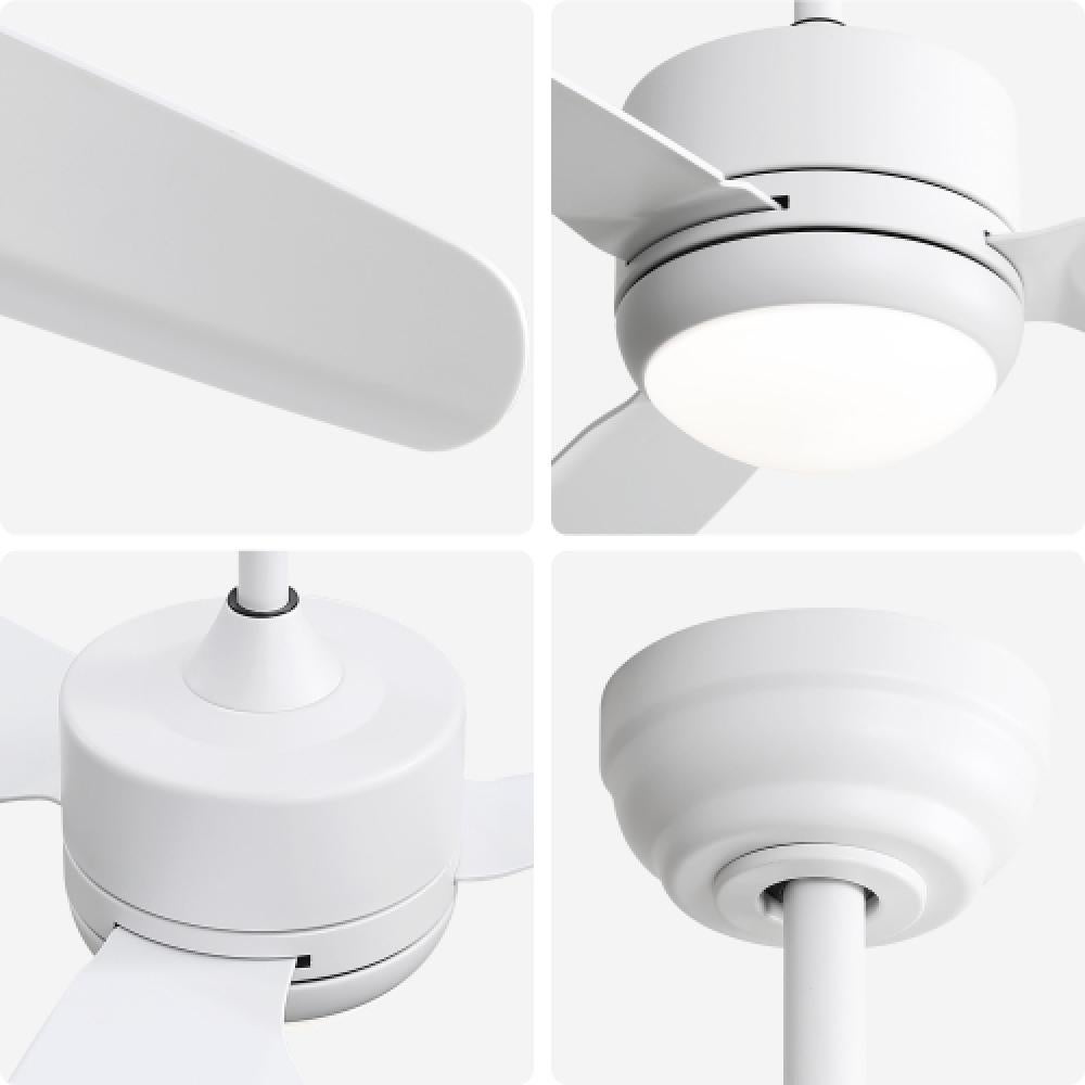 Ventilatore a soffitto LED 46 pollici Bianco – 3 pale ABS, 6 velocità, motore DC, telecomando multifunzione, 3 colori della luce - 8