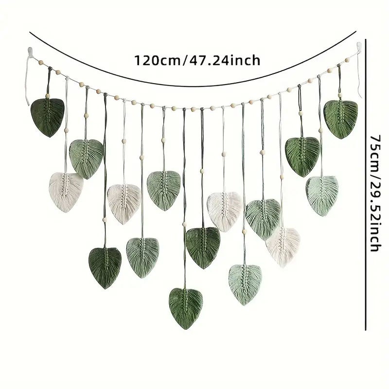 Guirlande de feuilles vertes, décoration murale bohème, photo murale style milieu du siècle, décoration murale pour salon - 5