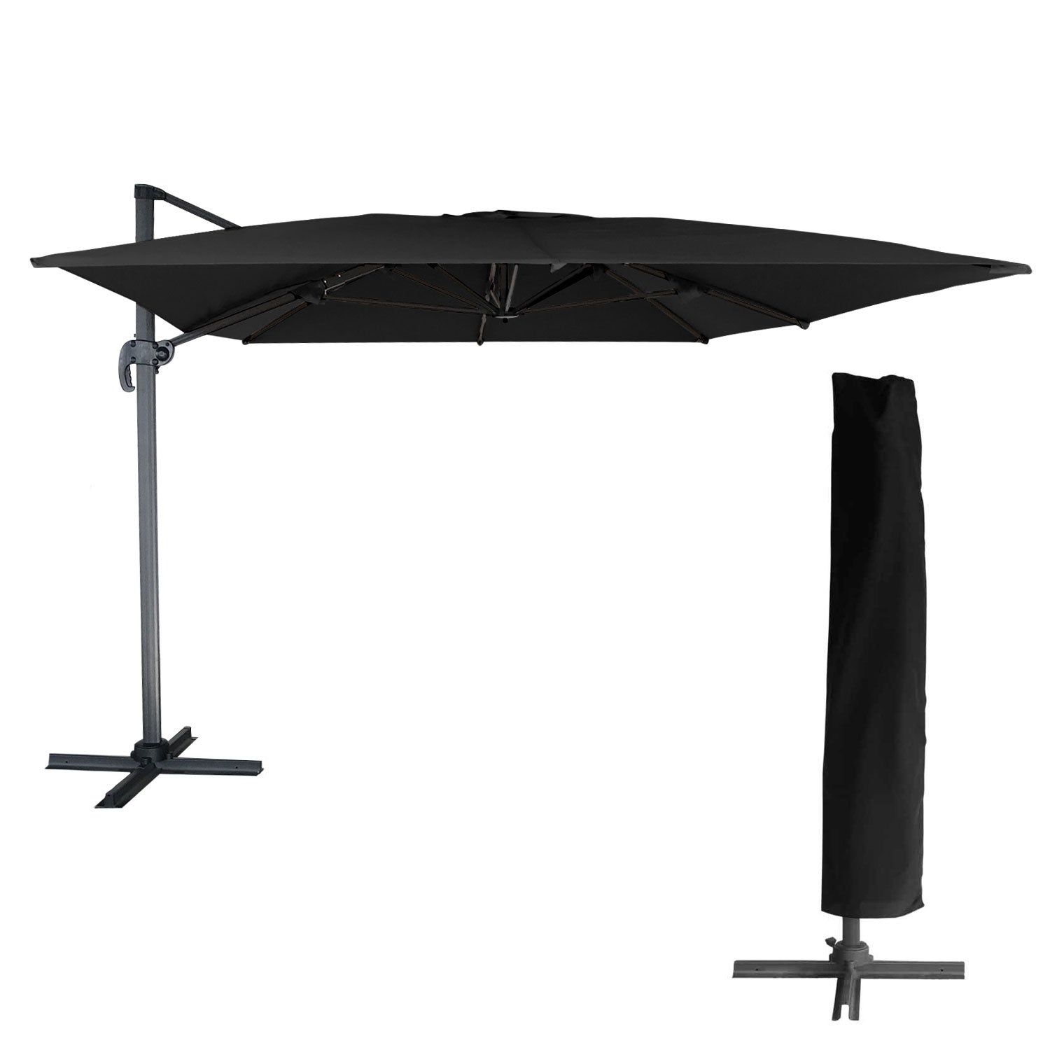 Offset MOLOKAI parasol prostokątny 3x4m czarny + pokrowiec