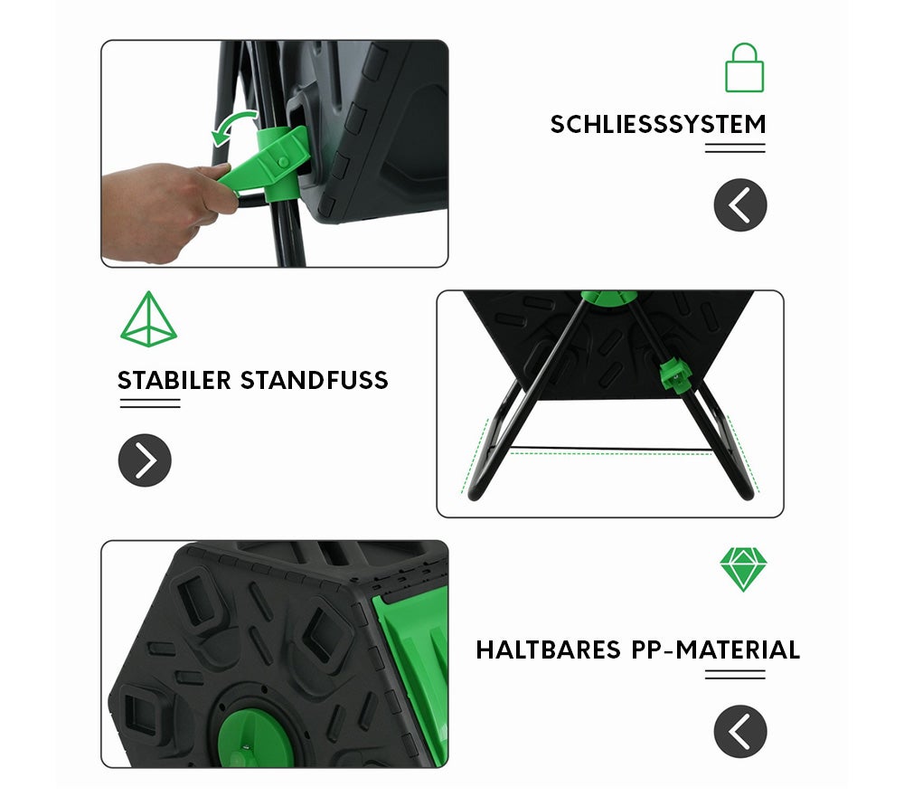 Composteur Compact Ergonomique Westmann Composteur à Tambour En Plastique Humus-Duo | Composteur Composteur Jardin Ergonomique