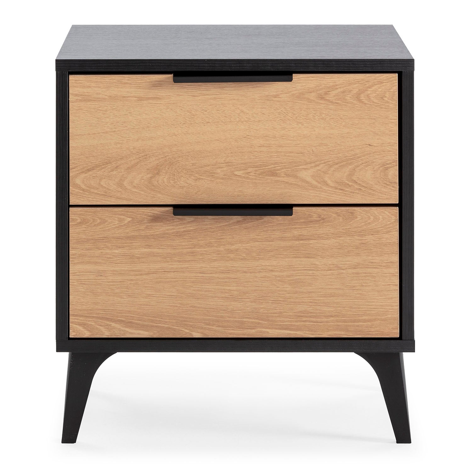 Table de chevet Kalma 2 tiroirs couleur noir/chêne - 3